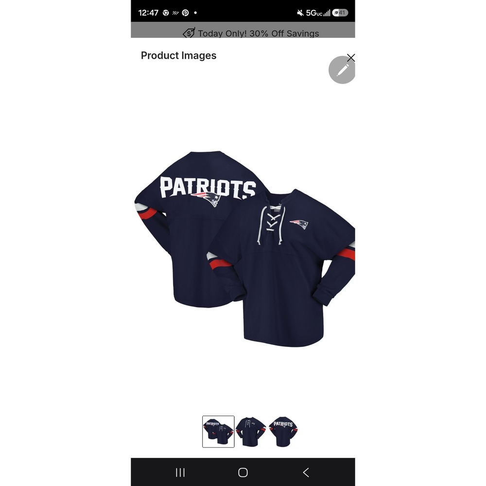 Fanatics Spirit Jersey New England Patriots NFL football Lace Up XXL
Womans Top